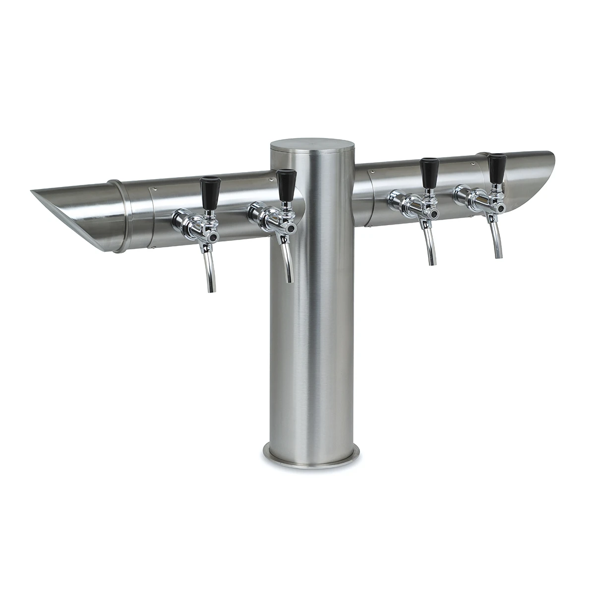 Schanksäule der Modellinie 45 aus Edelstahl mit 4 Zapfhähnen