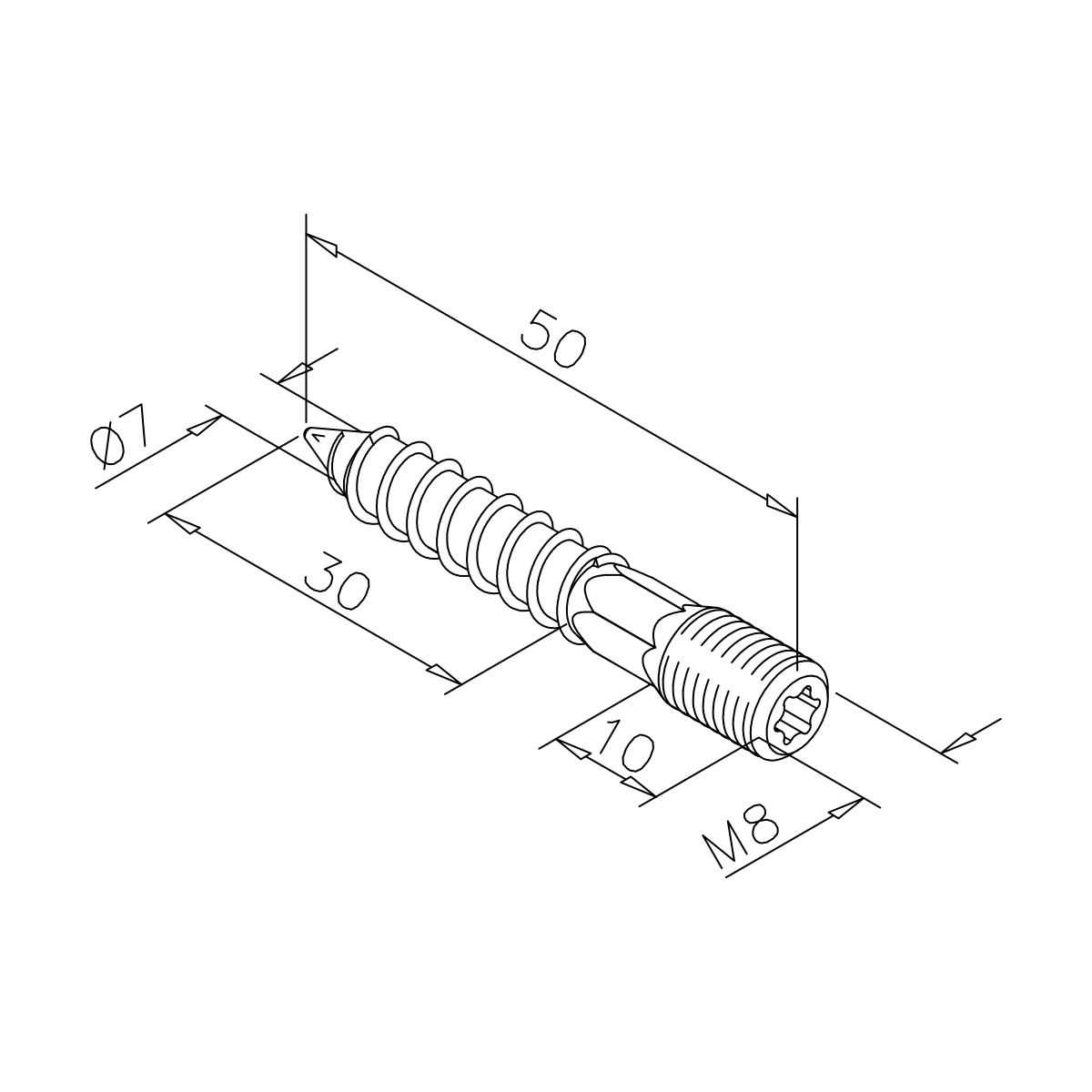 Stockschraube, M8 x 50 mm, 7719010000000