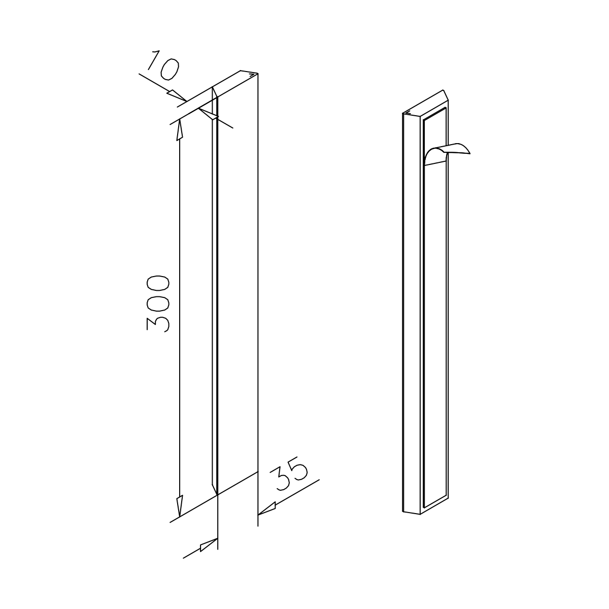 Handle strip for glass doors, self-adhesive, 77470119xxxxx Griffleiste für Glastüren, selbstklebend, 77470119xxxxx