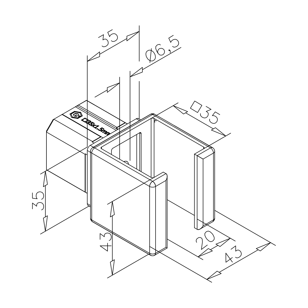 Vierkantrohr Verbinder T-Stück, 77114726035xx