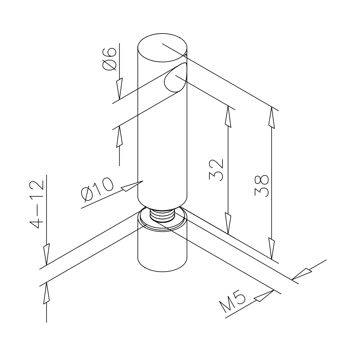 Mittelstütze für Glasmontage, 110681xxxxx