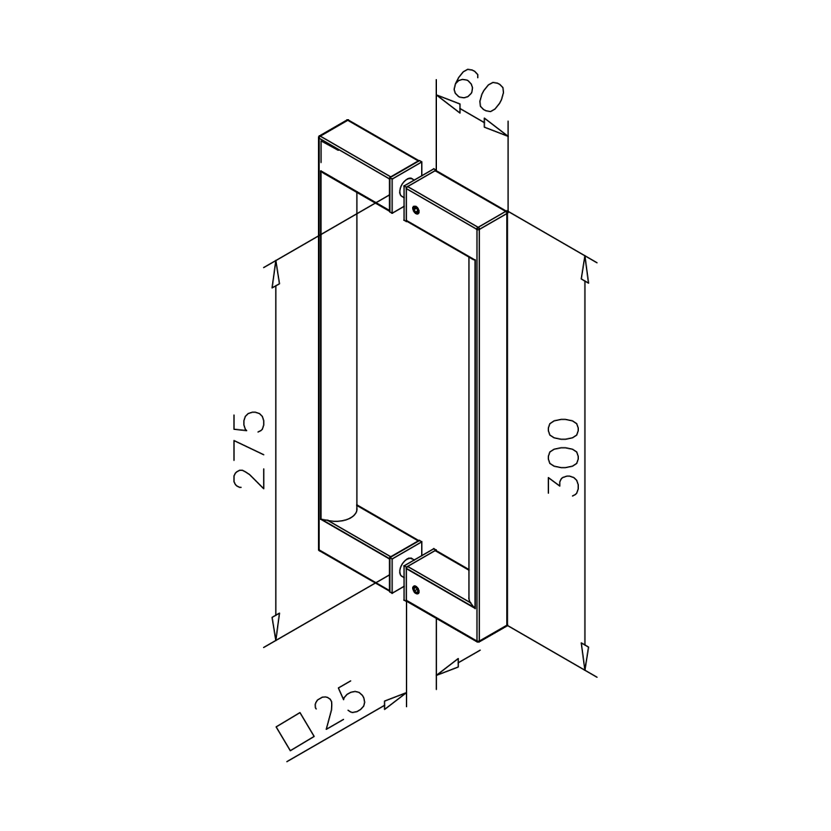 Door handle, two-sided 90°, semi-circular, 77478603425xx Türgriff, zweiseitig 90°, halbkeisförmig, 77478603425xx