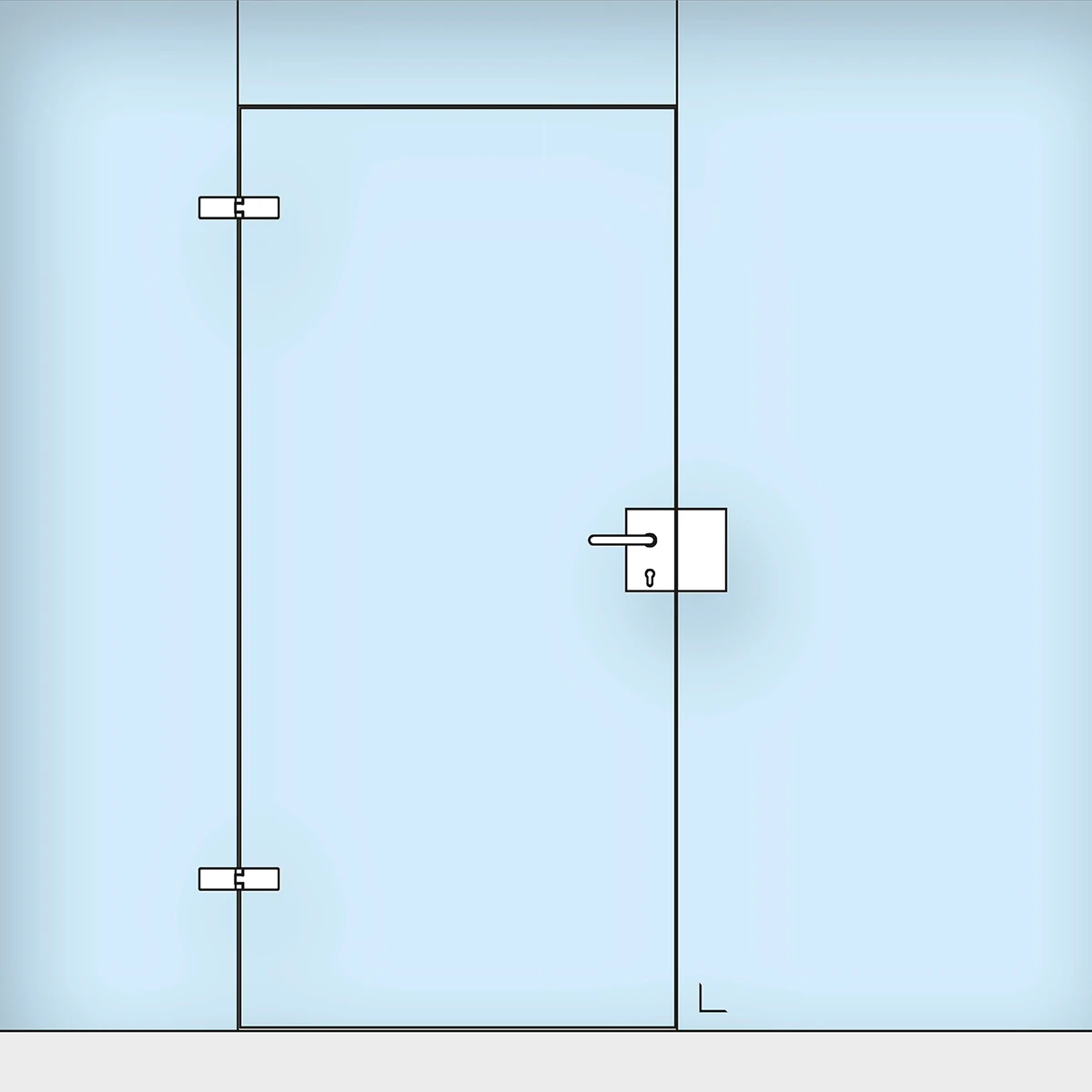Meta single-action door - all-glass single-action door
