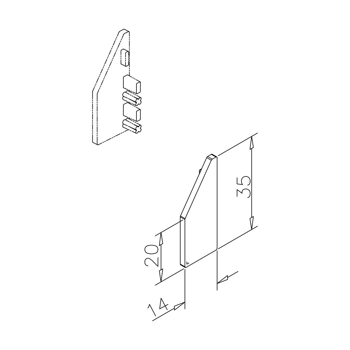 Eindkap links voor spiegelprofiel 5535, 7748573300046 Endkappe links für Spiegelschiene Anle, 7748573300046
