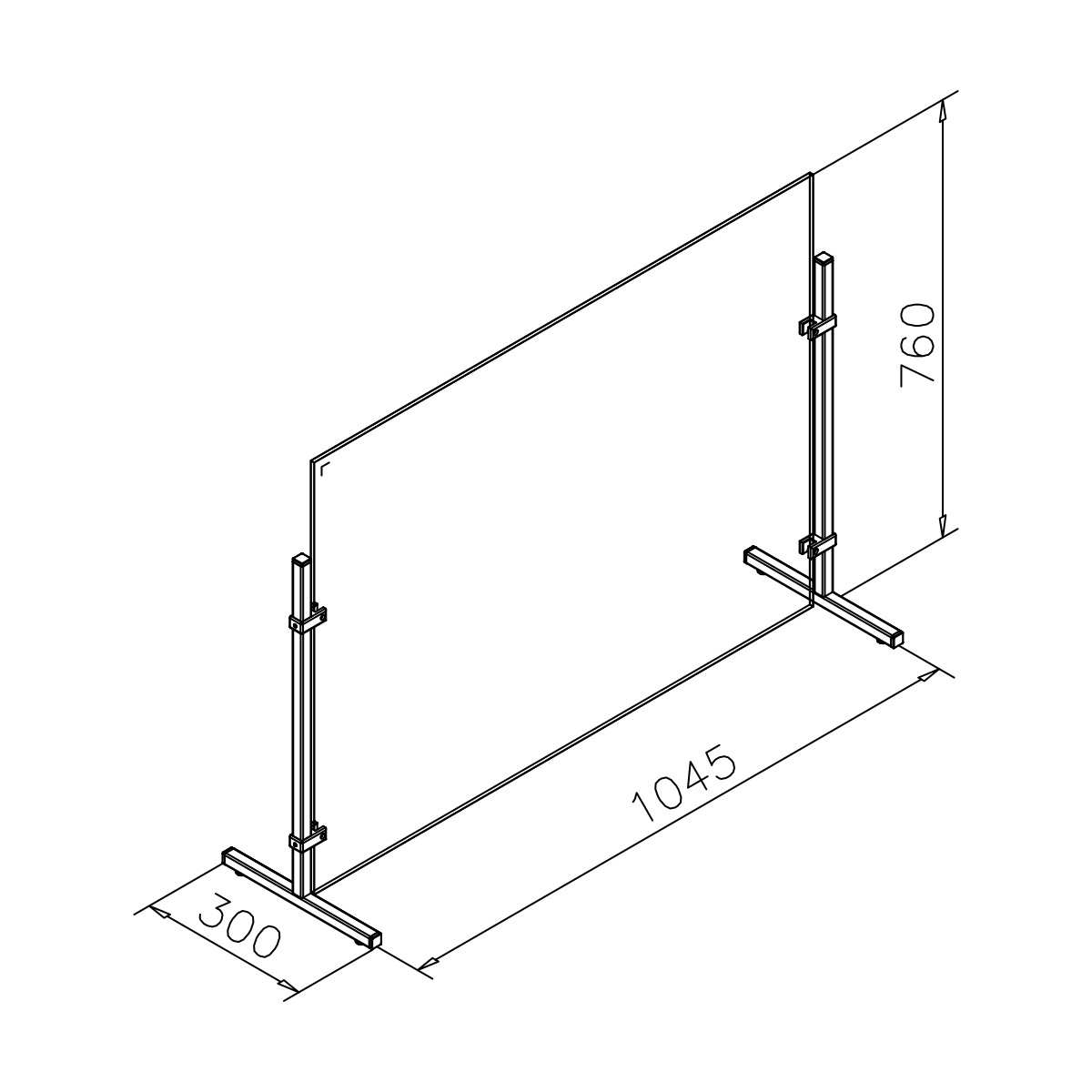 Mobiler Hygieneschutz aus Glas vierkant, 20068x420xx